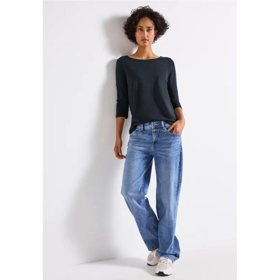 Street One Shirt met boothals Blauw