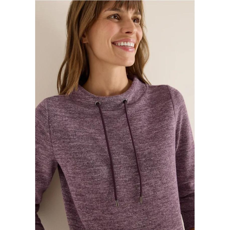 CECIL Gemêleerd geribd overhemd met trechtervormige hals Rood