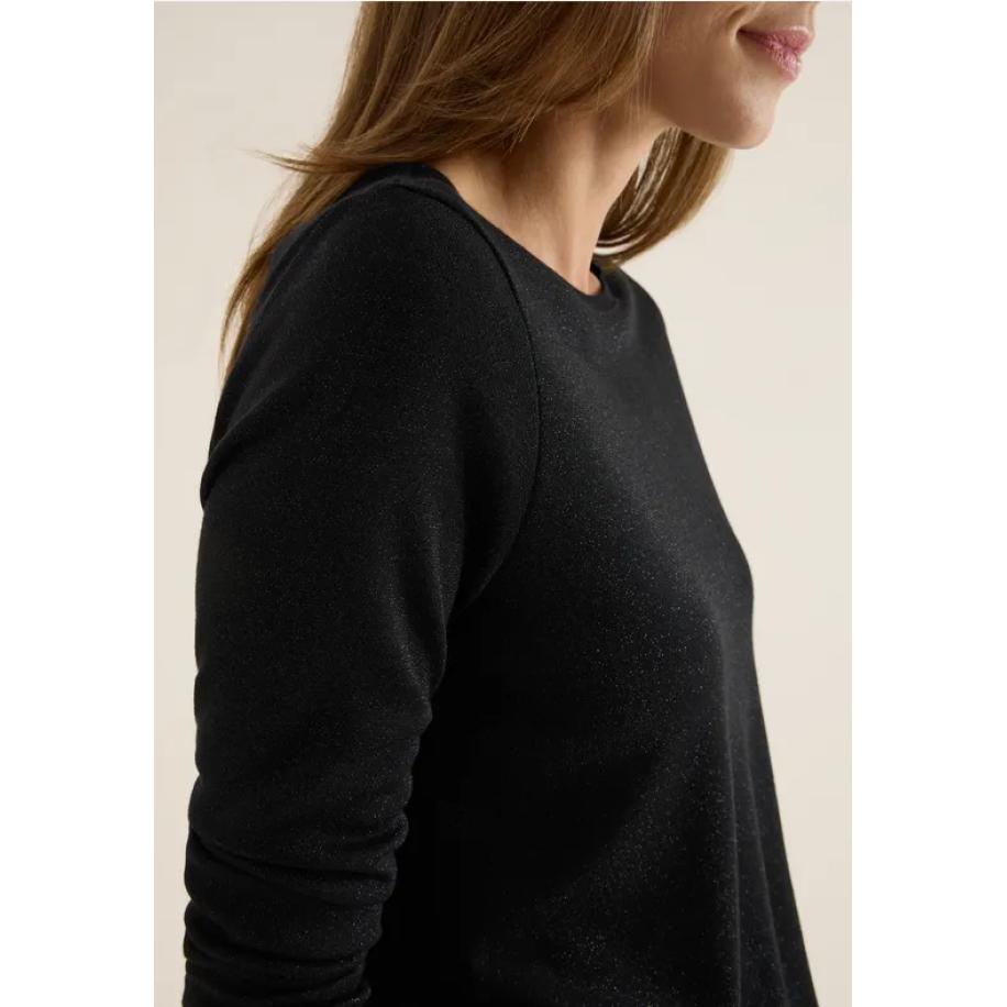 CECIL Glitterend shirt van jersey Zwart