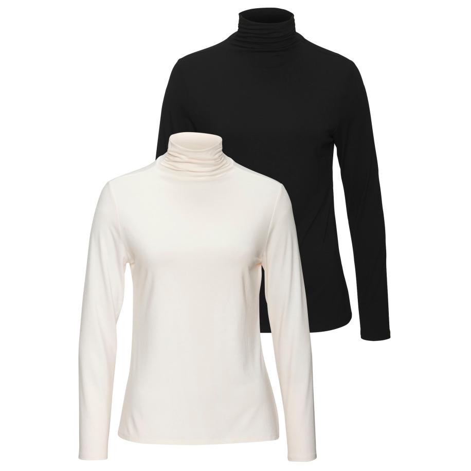 Lascana LASCANA Shirt zwart / wolwit -