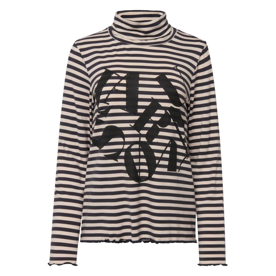 LAURASØN LAURASØN Shirt beige / grafiet / zwart -