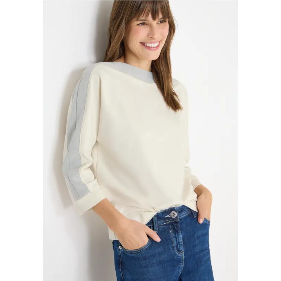 CECIL Batwing shirt met tape - Wit