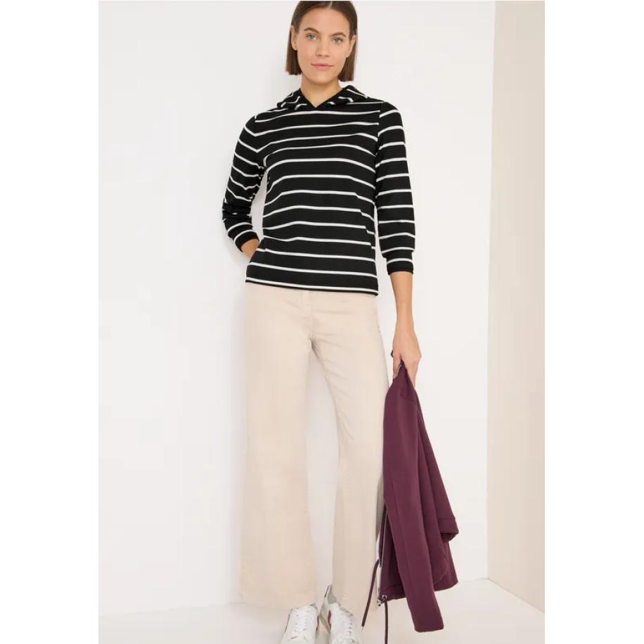 CECIL Gestreepte hoodie Zwart