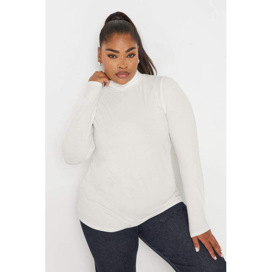 Yours Top Met Lange Mouwen En Col In Wit Size 66-68 Wit