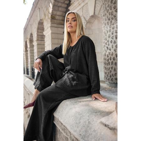 Yours Curve Zwarte Bouclé Knooptop Size 66-68