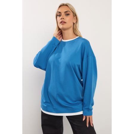 Yours Plus Size Blue 2In1 Sweatshirt Size 66-68