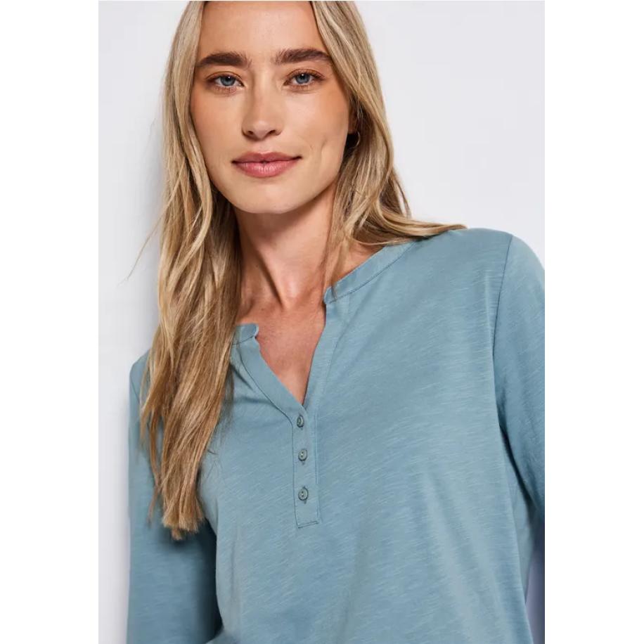 Street One Shirt met gespleten hals Blauw