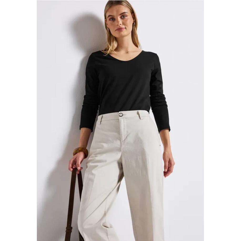 Street One Overhemd met lange mouwen in effen kleur Zwart