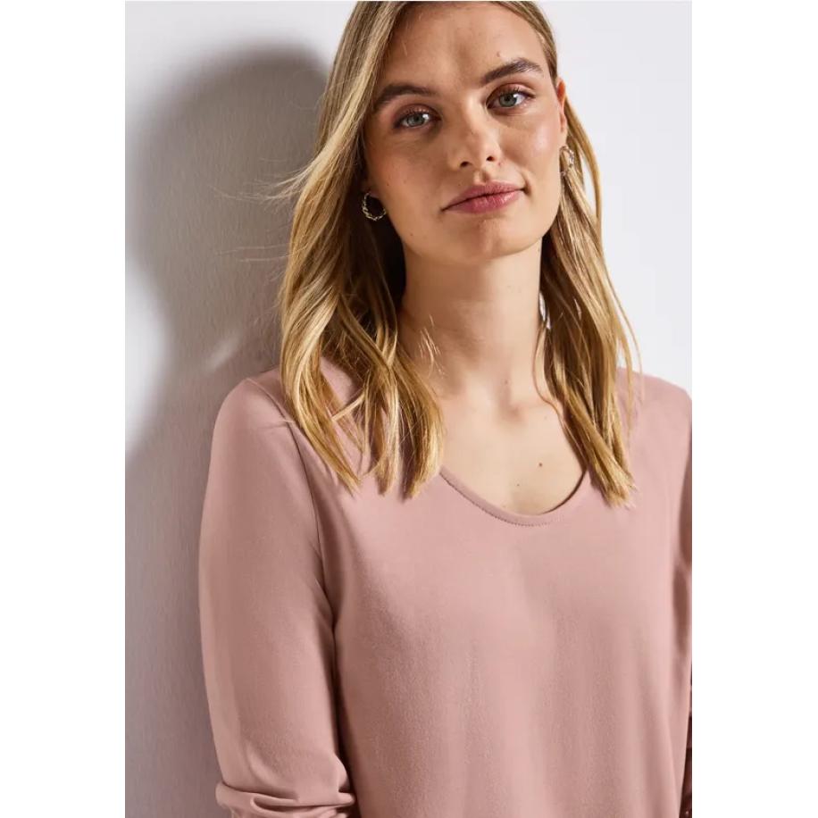 Street One Overhemd met lange mouwen in effen kleur Roze