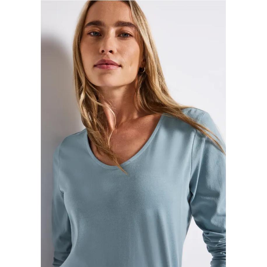 Street One Overhemd met lange mouwen in effen kleur Blauw