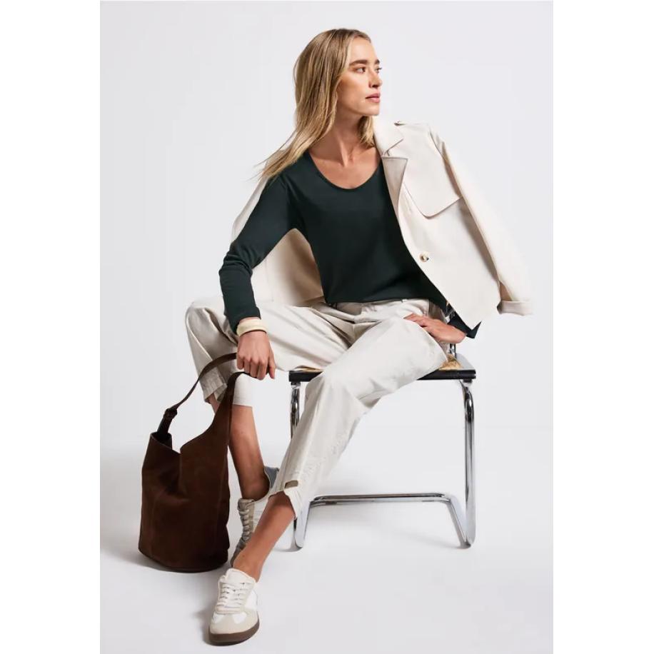 Street One Overhemd met lange mouwen in effen kleur Groen