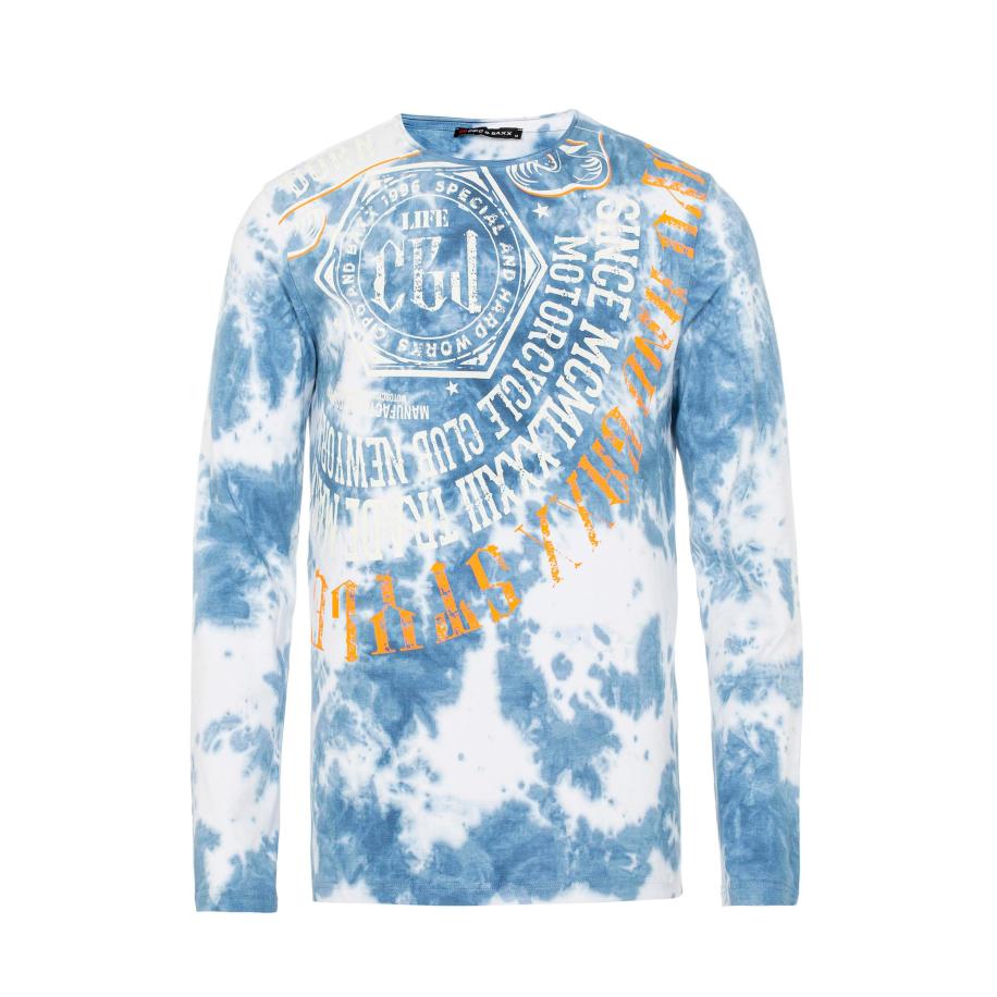 Cipo & Baxx CIPO & BAXX Shirt lichtblauw / oranje / wit -