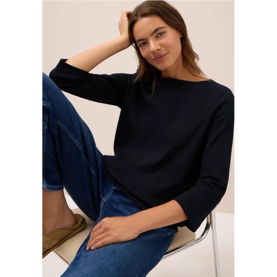 CECIL Basic geribd shirt Blauw