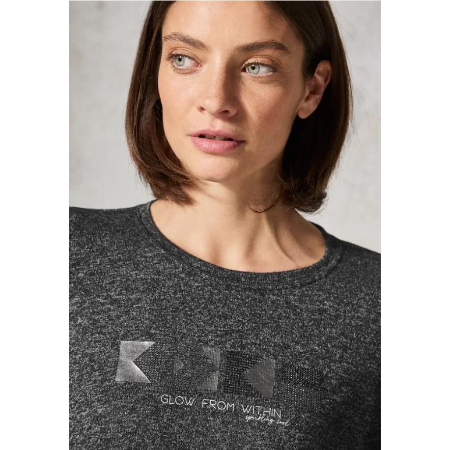 CECIL Shirt met gemêleerde look Zwart