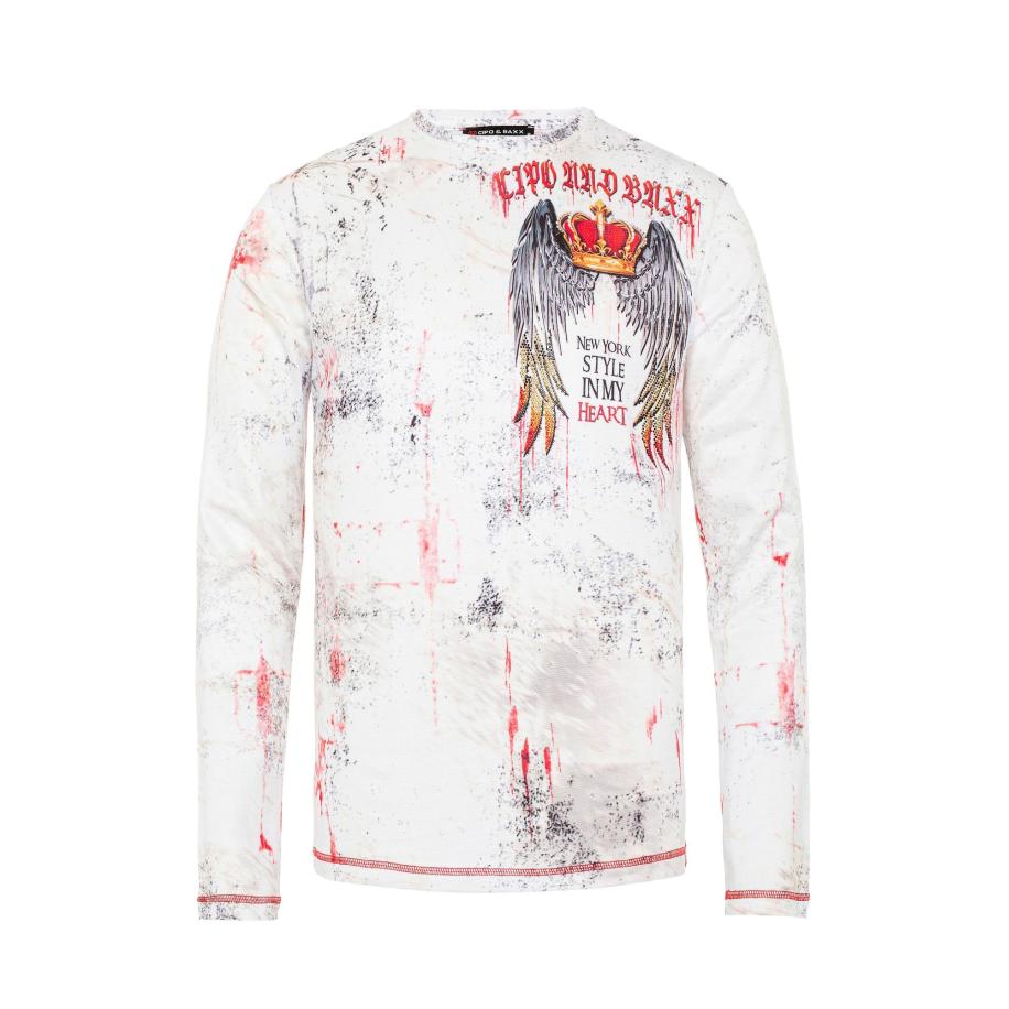 Cipo & Baxx CIPO & BAXX Shirt lila / rood / zwart / wit -