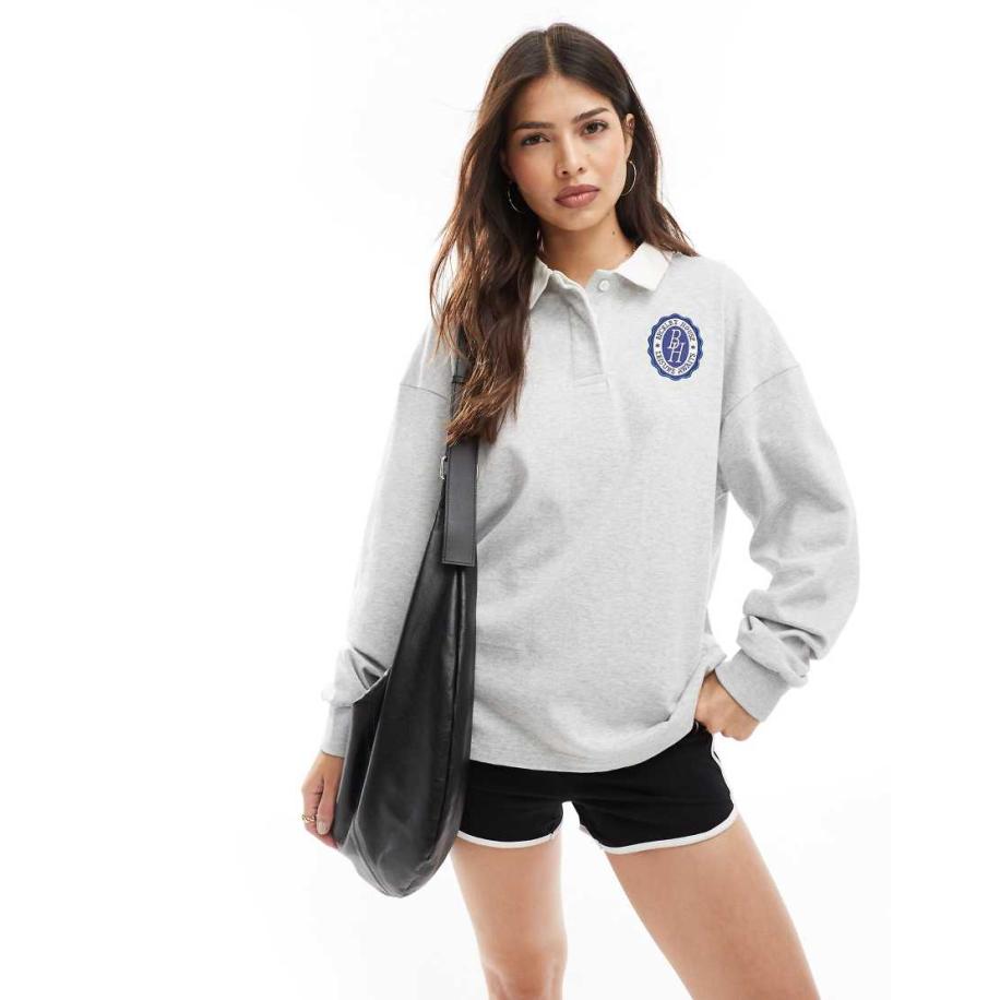 Cotton On Polo top met lange mouwen in grijs Grijs