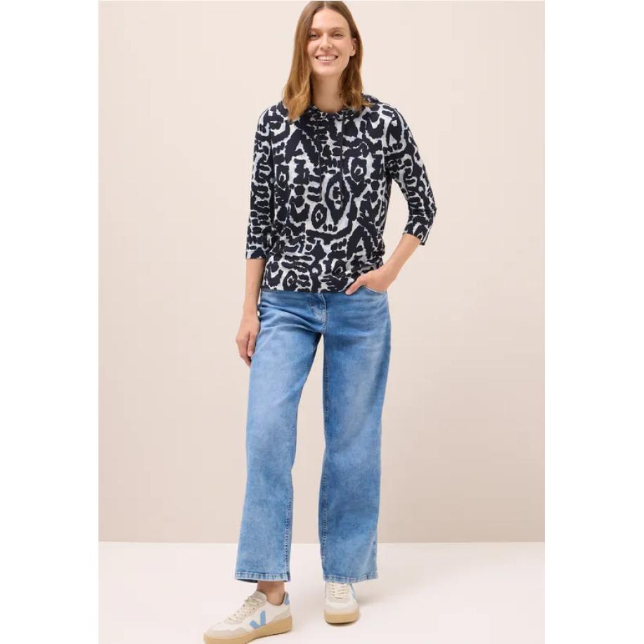 CECIL Gedessineerd shirt met capuchon Blauw