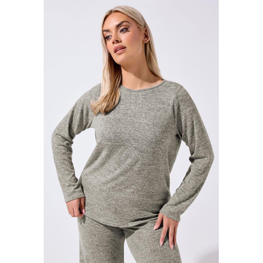 Limited Collection Natuurlijke Bruine Top Met Lange Mouwen Size 58-60 Bruin