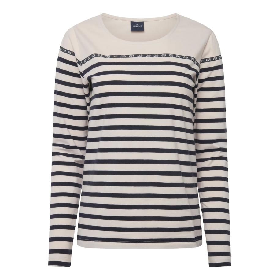 LAURASØN LAURASØN Shirt lichtbeige / antraciet / zwart -