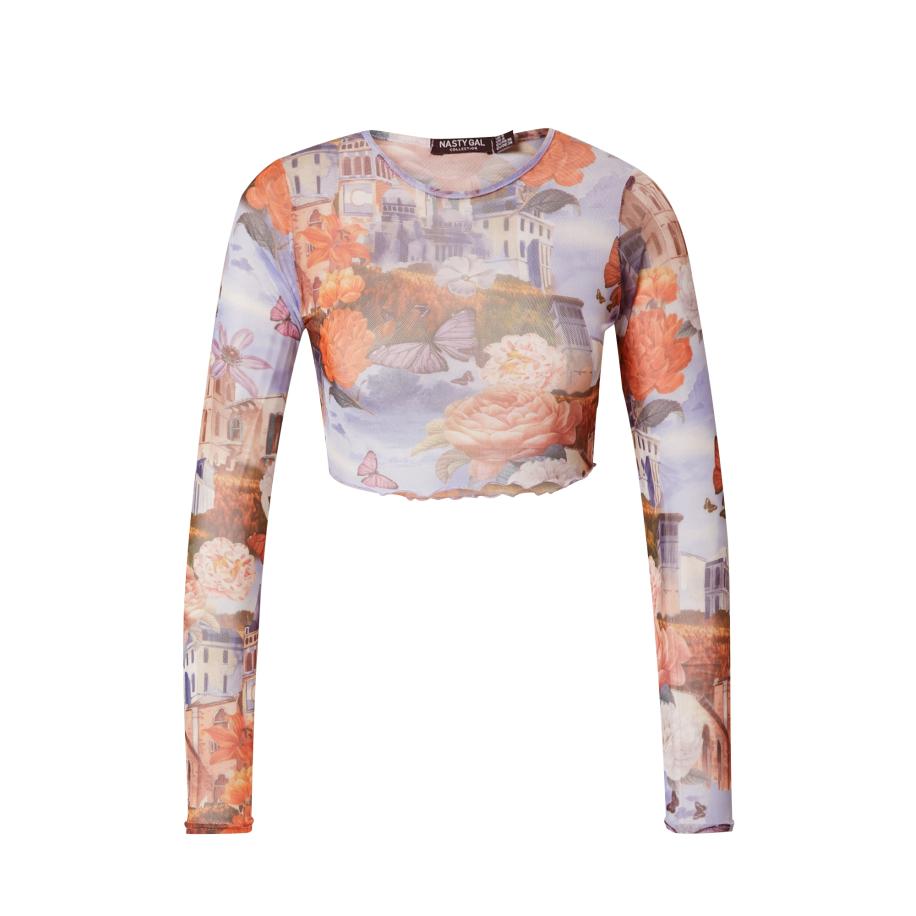 Nasty Gal Nasty Gal Shirt lichtblauw / gemengde kleuren / vuurrood -