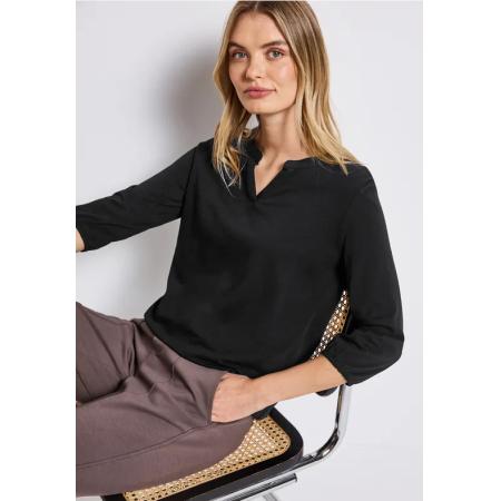 Street One Shirt van jersey met gespleten hals