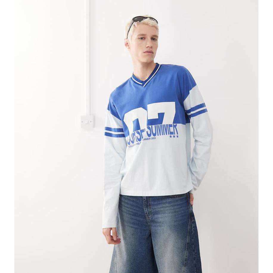 COLLUSION - Gesplitste voetbaltop met lange mouwen in multi-Veelkleurig Multicolor