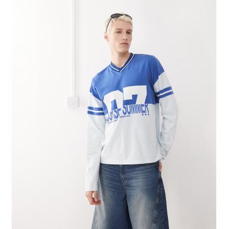 COLLUSION - Gesplitste voetbaltop met lange mouwen in multi-Veelkleurig