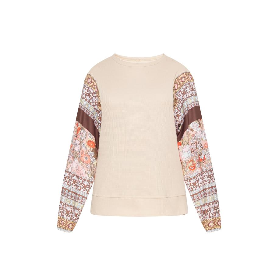 FELIPA FELIPA Shirt Fashion Look beige / donkerbruin / geel / wit -