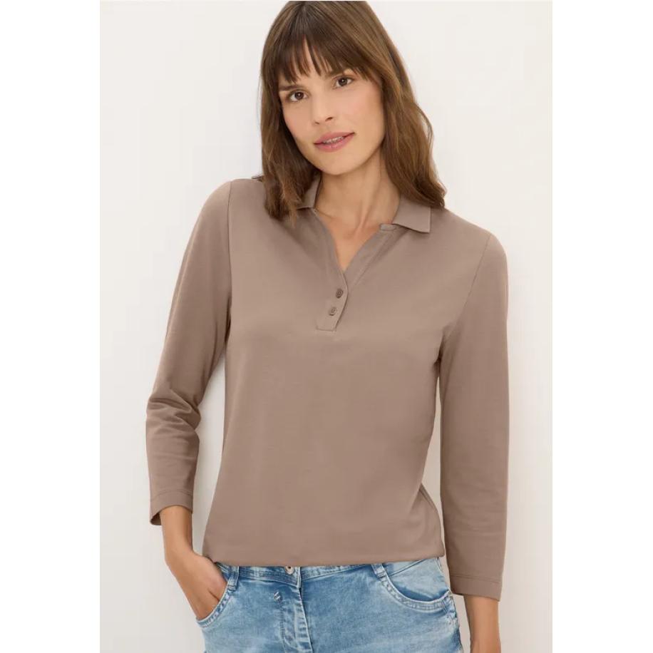 CECIL Poloshirt met knoopdetail Bruin
