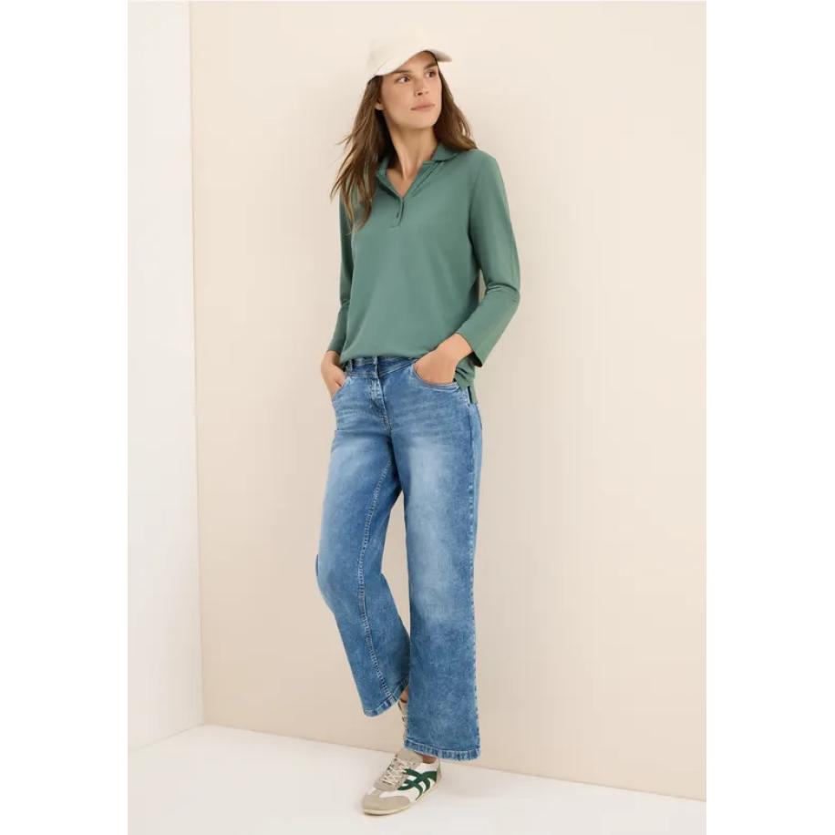 CECIL Poloshirt met knoopdetail Groen