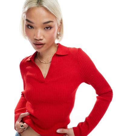 ONLY Polo met V-hals in rood