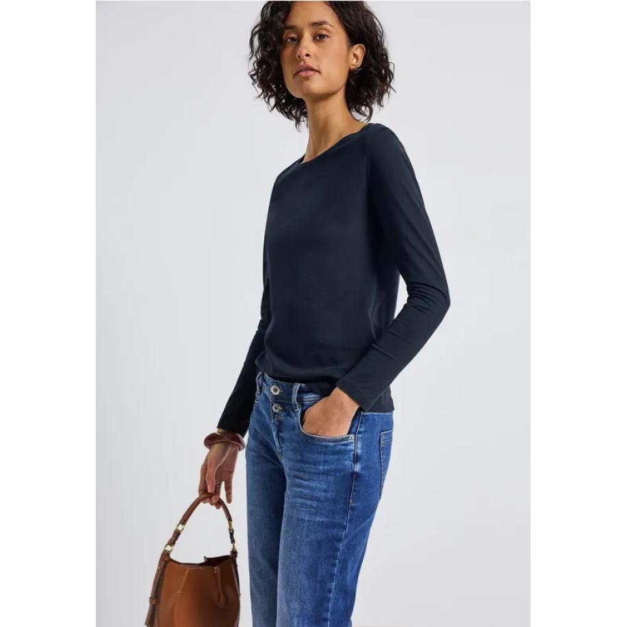 Street One Basic shirt met lange mouwen Blauw