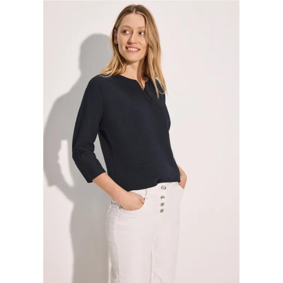 CECIL Overhemd met jaquardstructuur Blauw