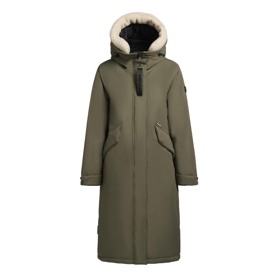 Khujo khujo Wintermantel Agneta-YM lichtbeige / olijfgroen -