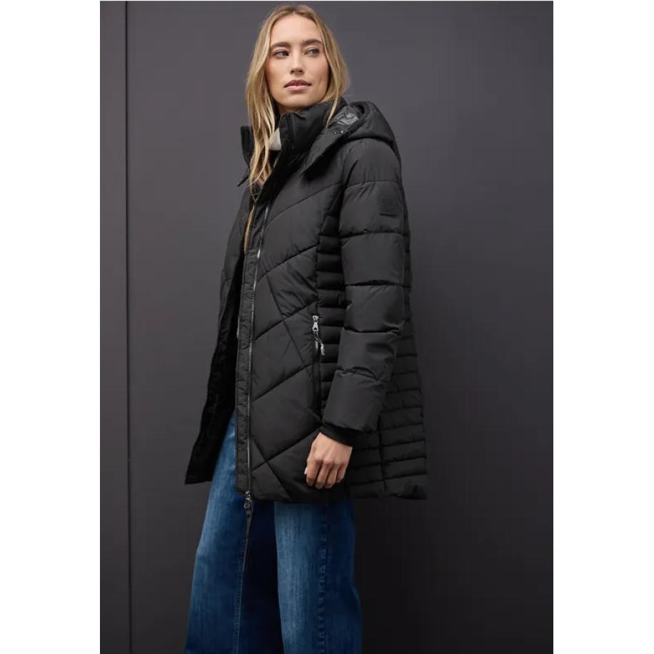 Street One Gewatteerd jack in midilengte Zwart