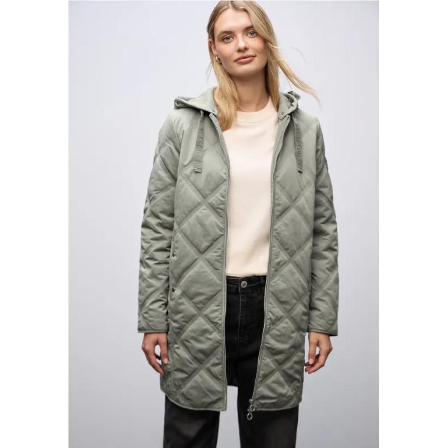 Street One Gewatteerde jas met capuchon Groen