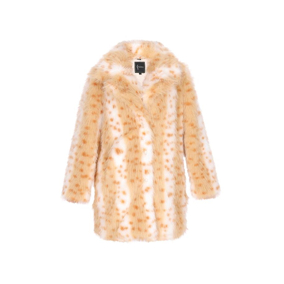 Faina faina Wintermantel beige gemêleerd / oranje / wit -