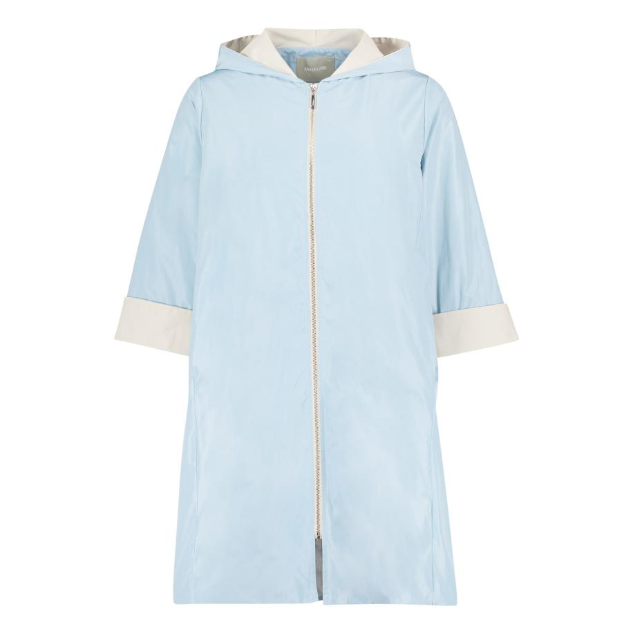 Amber & June Amber & June Tussenmantel taupe / lichtblauw -