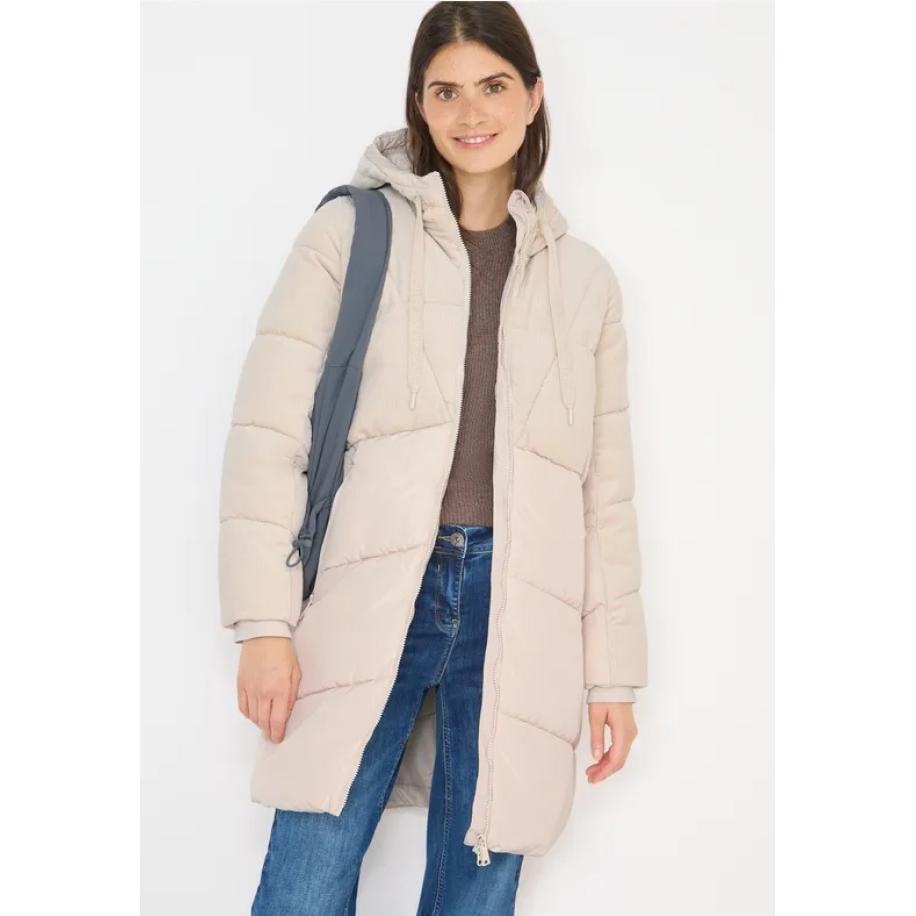 CECIL Pufferjas met ribfluwelen mix Wit