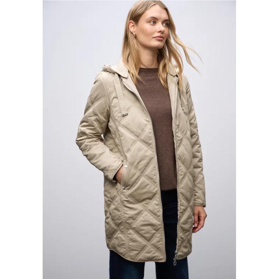 Street One Gewatteerde jas met capuchon Bruin