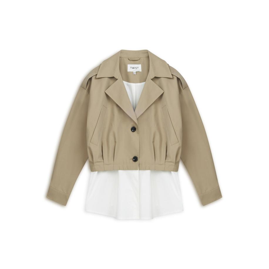 Twist Twist Tussenjas donkerbeige / natuurwit -