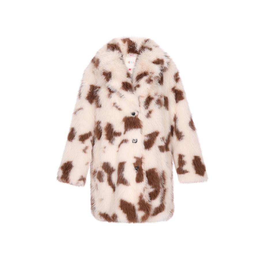 IZIA IZIA Wintermantel bruin / wolwit -