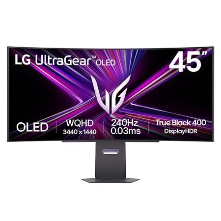LG UltraGear™ 45-inch OLED 240Hz WQHD Curved Gaming Monitor 0.03ms (GtG), DisplayHDR True Black 400, USB-C (PD 65W) & HDMI 2.1 - 45GX900A-B