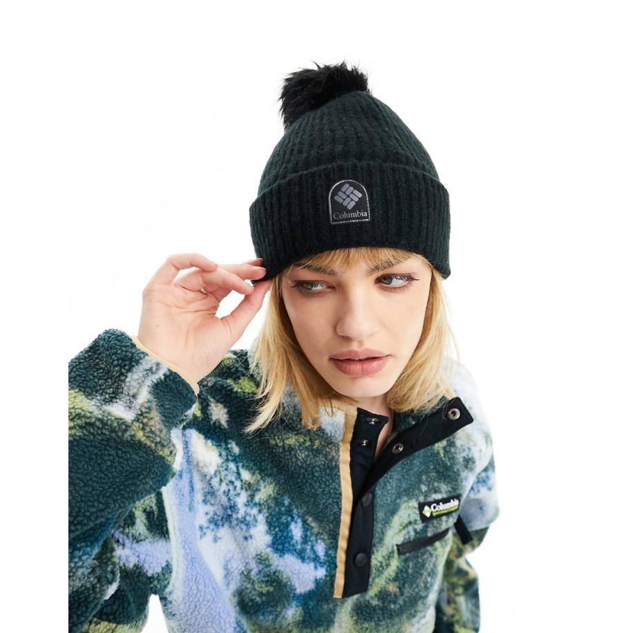 Columbia Winter Blur Beanie met pompon in zwart Zwart