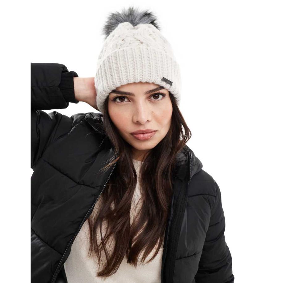 Columbia Boundless Days Kabelgebreide beanie met pompon in donker stone-Neutraal Multicolor