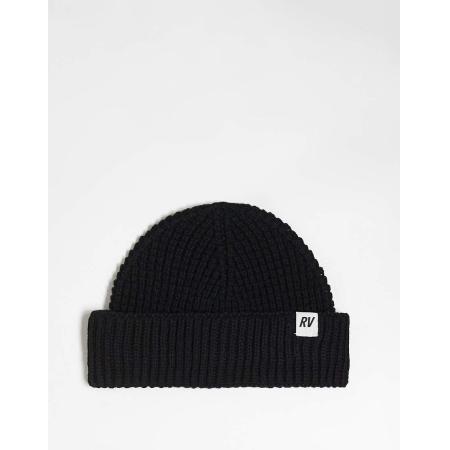 Reclaimed Vintage - Uniseks beanie met wafelstructuur in zwart, deel van co-ord set