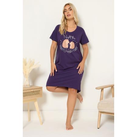Yours Curve Paarse 'Nighttime Snuggles' Egel Nachthemd Size 66-68