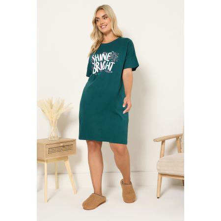 Yours Curve Groene 'Shine Bright' Slaap Tshirt Nachthemd Size 66-68