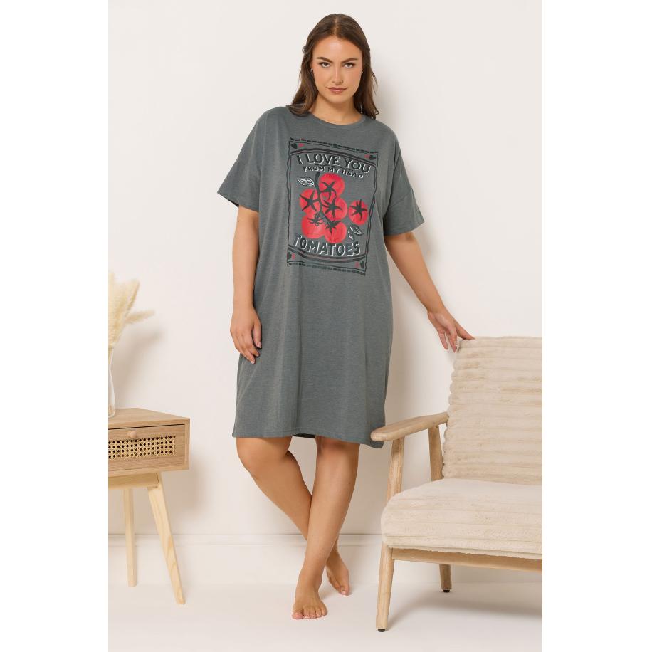 Yours Grijs I Love You From My Head Tomatoes Nachthemd Size 66-68 Grijs