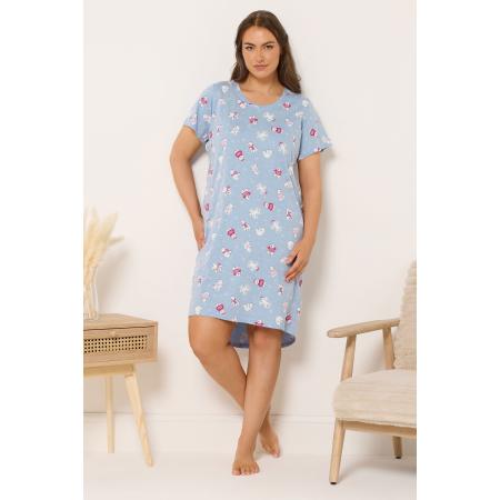 Yours Blauw Nachthemd Met Ijsbeerprint En Lange Achterkant Size 66-68